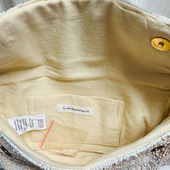 Anthropologie Tan and Cream Beaded Clutch - Picture 3 of 10